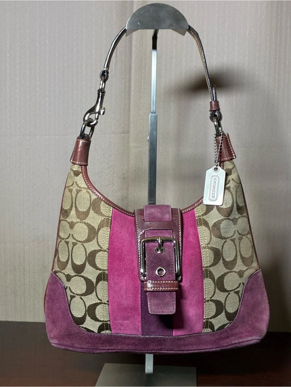 Coach Suede Leather Hobo Shoulder Bag